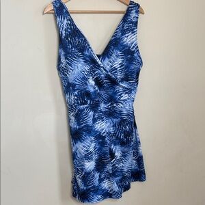 Lands End women’s plus size slender suit wrap swim dress swimsuit US 16